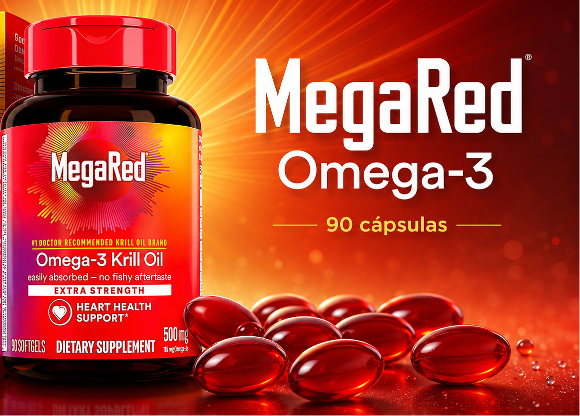 MegaRed Omega-3 Krill 500 mg | 90 Cápsulas | 100% Original