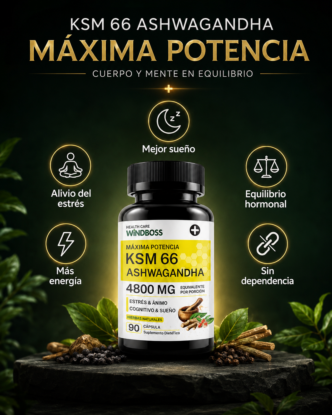 Ashwagandha KSM-66 — 2 Frascos por $749