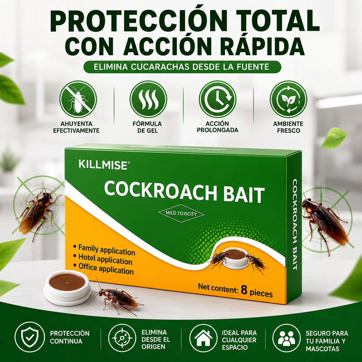 Killmise™ Cebo Gel Anti-Cucarachas - Pack 8 Unidades